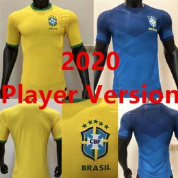 Игрок версия 2020 COPA America Home yellow Yellow 10 # Neymar Jr Soccer Jersey 20 21 # 11 P. Кутинью рубашка # 12 Футбольная форма Marcelo