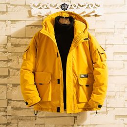 Yellow Warm Mens Winter Padding Windproof Casual Jacket Men Fashion Casual Hooded Vintage Snow Thick Winter Jacket Men 50MF