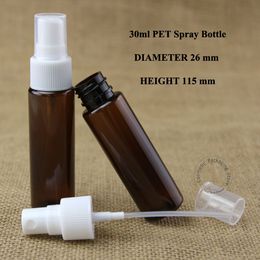 Wholesale 100pcs/lot 30ml Plastic Amber PET Perfume Spray Atomizing Bottle White Lid 1OZ Refillable Container 30g Pot