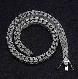 Men's Double Layer Arrow Line Square Choker Chain Necklace Gold Silver Plated Micro Pave Cubic Zirconia 8mm 18inch 22inch Chain
