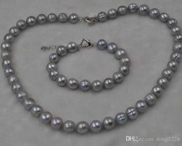 11mm gray freshwater pearl sets necklace 45cm and 18cm Bracelet free shipping