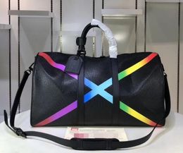 forme del cuscino Sconti Classic Rainbow X forma grande borsa da viaggio cuscino borse borse borse da viaggio borse bagagli reale capacità di cuoio donne uomini sport spalla crossbody