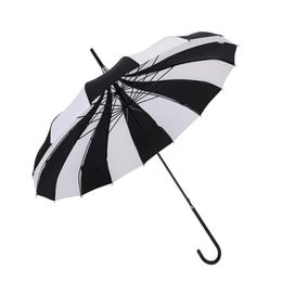 Free shipment Black And White Design Princess Royal Sun Umbrella Lady Pagoda Long-Handled umbrellas Christmas Gift