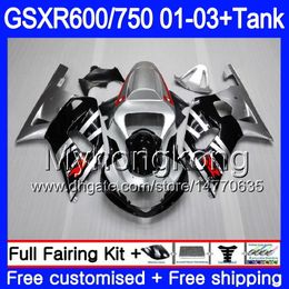 +Tank For SUZUKI glossy silvery hot GSX-R750 GSXR 750 600 K1 GSXR600 01 02 03 294HM.8 GSX R600 R750 GSXR-600 GSXR750 2001 2002 2003 Fairings