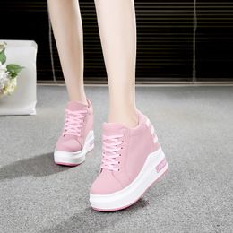 Hot Sale-2019 Spring Women Ankle Increased Height Shoes Woman Fashion Platform Sneakers