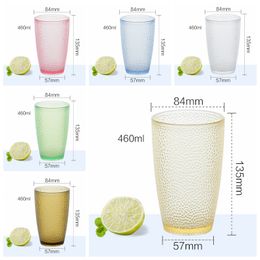 200ml-460ml Fruit Juice Tumblers Acrylic Drinking Glasses Beer Coffee Mug Plastic Drinking Bottle Coloured Water Cups GGA3500