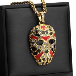 Hip Hop Jewellery Bling Mask Necklaces Long Cuban Link Chain Gold Chains Iced Out Chain Necklace