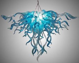 Indoor Decoration Lamps Chandelier Crystal Lamp Blue Color LED light Source Style Murano Glass Chain Chandeliers