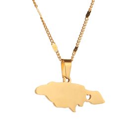 Stainless Steel Fashion Jamaica Map Pendant Necklaces Heart Jamaican Map Women Charm Jewelry