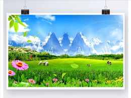 3D Custom wall papers home decor photo wallpaper Heart and soul beautiful grassland flowers cattle and sheep TV background wall