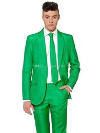 High Quality Two Buttons Green Groom Tuxedos Notch Lapel Groomsmen Mens Suits Wedding/Prom/Dinner Blazer (Jacket+Pants+Tie) K330