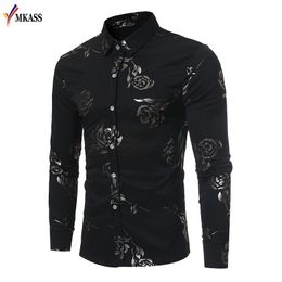 2019 New Brand Men's Shirt Business Leisure Print Long Sleeve Shirt Slim Male Casual S-2XL