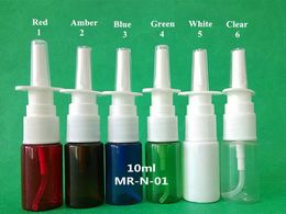 100+2Set Coloured small empty 10ml Plastic Cosmetic Perfume Mist Oral Nasal Spray Bottle with 18/410 Nasal Pump Sprayer