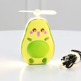 Los aficionados de dibujos animados de aguacate ventilador portátil recargable mini USB niños de mano con OOA8011 favor de partido luz del espejo