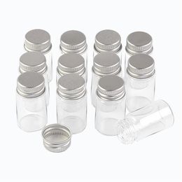 22*40*13mm 7ml Mini Glass Bottles and Aluminium Lid Empty Small Wishing Bottle Glass Vials Jars 100pcslot