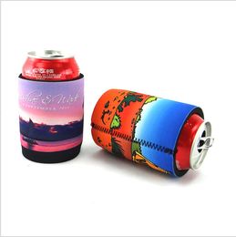 DHL200pcs Mix Style Can Sleeves Neoprene Beverage Coolers Can Holder With Bottom Beer Cup Cover Case size 10x13cm