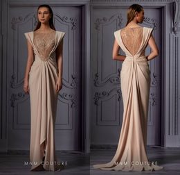 Glitter A Line Evening Dresses Jewel Sleeveless Ruffles Appliqued Sequins Chiffon Prom Dress Floor Length Formal Occasion Gowns Cheap