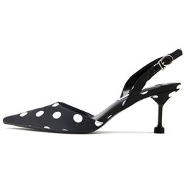 Hot Sale-RIBETRINI New Ladies Woman Sweet Polka Dot Sandals Party Thin High Heels Sandals Women