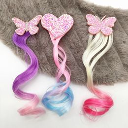 Hair Extensions Curly Wig for Kids Girls Princess Glitter Head Hair Bows Clips Bobby Pins Hairpin Barrette Hair Accessories 50pcs 0205