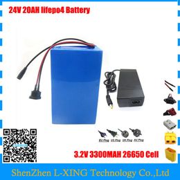 700W Ebike battery 24V 20AH Lifepo4 battery bicycle 24V 8S Electric Scooter battery with 30A BMS 29.2V 2A Charger