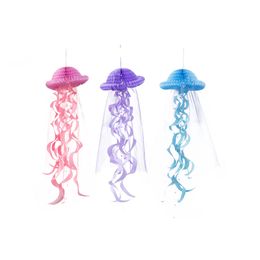 Hanging Jellyfish Party Decoration Honeycomb Craft Pastel Mermaid Party Decor Under the Sea Kids Birthday Party Supplies ZC0301