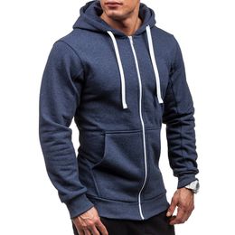 Spring Fall Male Cardigan Full Zip Hoodie Long Sleeve Hooded Sweatshirt Tech Fleece Plus Size Coat Jacket Warm Jumper Outwear