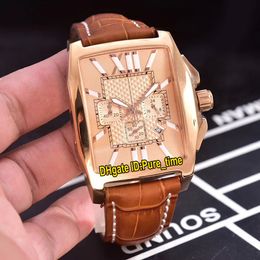 Cheap New Classic Fusion Flying B Gold Dial Automatic Mechanical Mens Watch Rose Gold Case Borwn Leather Strap Sport Watches Pure_time