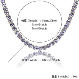 Fashion-Copper Hip Hop Round CZ Zirconia Tennis Chain Necklace 4 6 8mm Unisex Iced Out Diamond Punk Rock Rapper Jewelry for Men & Women