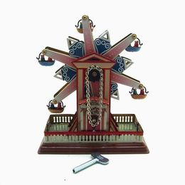 NB Tinplate Retro Wind-Up Playground Ferris Wheels, Clockwork Toy, Nostalgic Ornament, for Christmas Kid Birthday Gift, Collect, MS435, 2-1