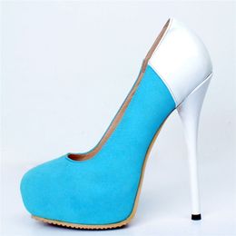 Women's Design sky blue platform heeled Shoes Woman Sexy thin high Heels Shoes Women party wedding pumps