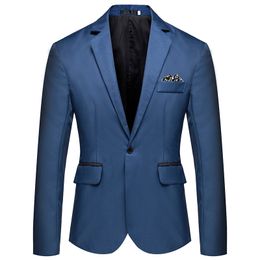 Mens Korean slim fit fashion cotton blazer Suit Jacket black blue plus size M to 5XL Male blazers Mens coat Wedding