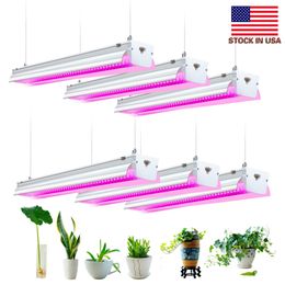 Stock In US + 4FT LED Grow Light Full Spectrum 64W T20 High Output Integrated Fixture with Reflector Combo for Indoor Plants
