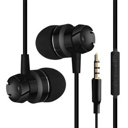 Metal In Ear Earphones Turbo Bass Wired in-ear 3.5mm Wired Headset Earphone with Microphone Universal for Computer Mobile Phone