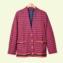 2019 Herbst Herbst Rot Langarm V-Ausschnitt Plaid Print Tweed Tanaped Buttons Jacke Mantel Mäntel Frauen Mode Jacken Outwear Mäntel O1021210S
