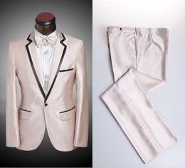 Champagne Groom Tuxedos Notch Lapel Men Wedding Tuxedo Fashion Men Jacket Blazer Men Dinner/Darty Suit Custom Made(Jacket+Pants+Tie) 1288