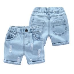 Kids Jeans Shorts Baby Boys Holes Short Pants Light Blue Denim Shorts Casual Children Beach Pants Summer Kids Clothing Free Shipping DHW3317