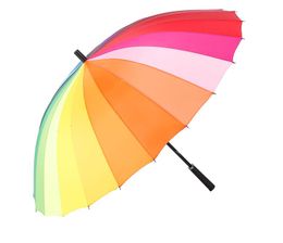 20 pcs Christmas gift Fashion Top Quality Long handle rainbow Straight umbrella rain umbrellas