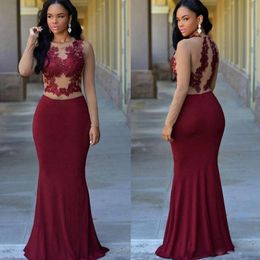 Free Shipping Long Sleeves Burgundy Formal Evening Dresses 2020 New Jewel Appliques Mermaid Long Modest Arabic Prom Party Gowns For Woman