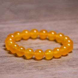 10mm Natural Stones Yellow Topaz Bracelets Jade Round Beads Bangle Men Women Yellow Crystal Quartz Gemstone Jewelry Love Energy Gift