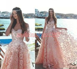 Exquisite Lace Pink Evening Dress Off Shoulder Flower 2020 Said Mhamad Party Plus Size Prom Special Occasion Formal Ball Robe De Soiree