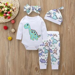 Free ship 2019 new Baby Boy Clothes Summer Brand Infant Clothing 4PCs Romper+Pants+Hat+Headband Outfits newborn clothing conjunto infantil