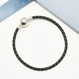 2019 braccialetti di cuoio pandora Bracciale con catena a mano in pelle nera da uomo.