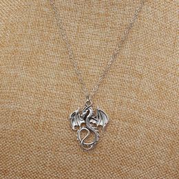 Fashion Silver Pendant dragon Necklace Choker Charm silver metal chain Factory black leather necklace DIY jewelry