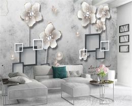 3d Modern Wallpaper European Vintage Pearl Flowers Digital Printing HD Decorative Beautiful Silk Mural Wallpaper