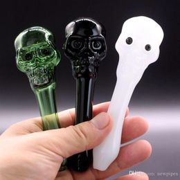 Mini Skull head Pyrex Glass Hand Smoking pipes 4.5 Inch Lollipop Shape Customized Transparent