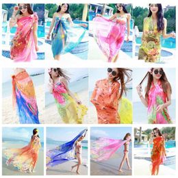 Beach Shawl Smock Pareo Bikini Cover Ups Sunscreen Floral Wraps Fashion Sarong Scarves Oversize Pashmina Swimwear Dresses Beachwear B5232