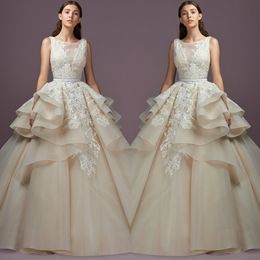 Vintage Long Wedding Dresses Jewel Neck Lace Appliques Peplum Tulle Bridal Gowns Custom Made Designer Wedding Dress Plus Size