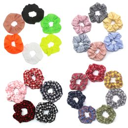 32 Styles Girls Hairbands Plaid Scrunchies Ponytail Headband Striped Grid Hair Holder Rope Check Headdress Rubber Band Hair Accesoriory M917