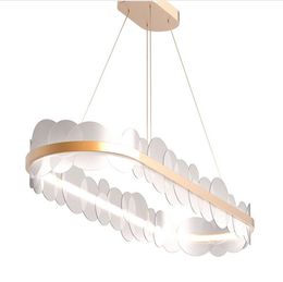 Post moden Oval design Pendant Chandelier Lamp Gold Acrylic Hanging Light Fixture for living room Art Lustres Luminaire MYY