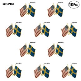 U.S.A.& Sweden Lapel Pin Flag badge Brooch Pins Badges 10Pcs a Lot
